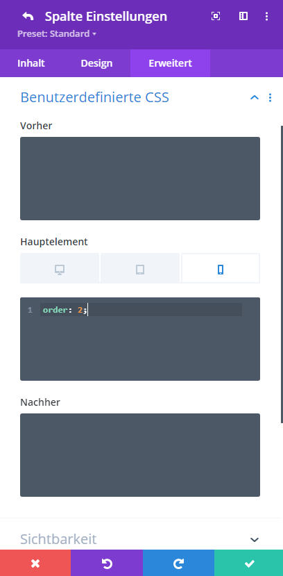 CSS-Code-Reihenfolge-Spalte